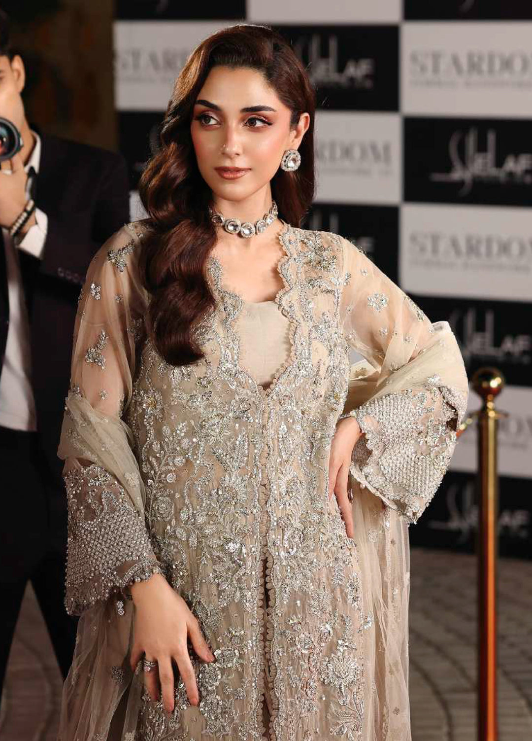 Stardom by Elaf Unstitched Luxury Formals Embroidered Organza 3 Piece Suits  EL25SF D-ESH-08 Star Dust - Formal Collection