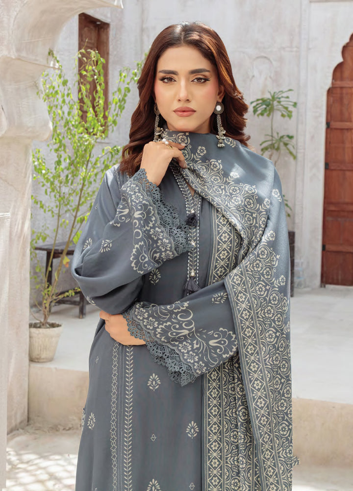 Lakhany Printed Pashmina Suits Unstitched 3 Piece LSM25LP LG-UB-0259-B - Winter Collection