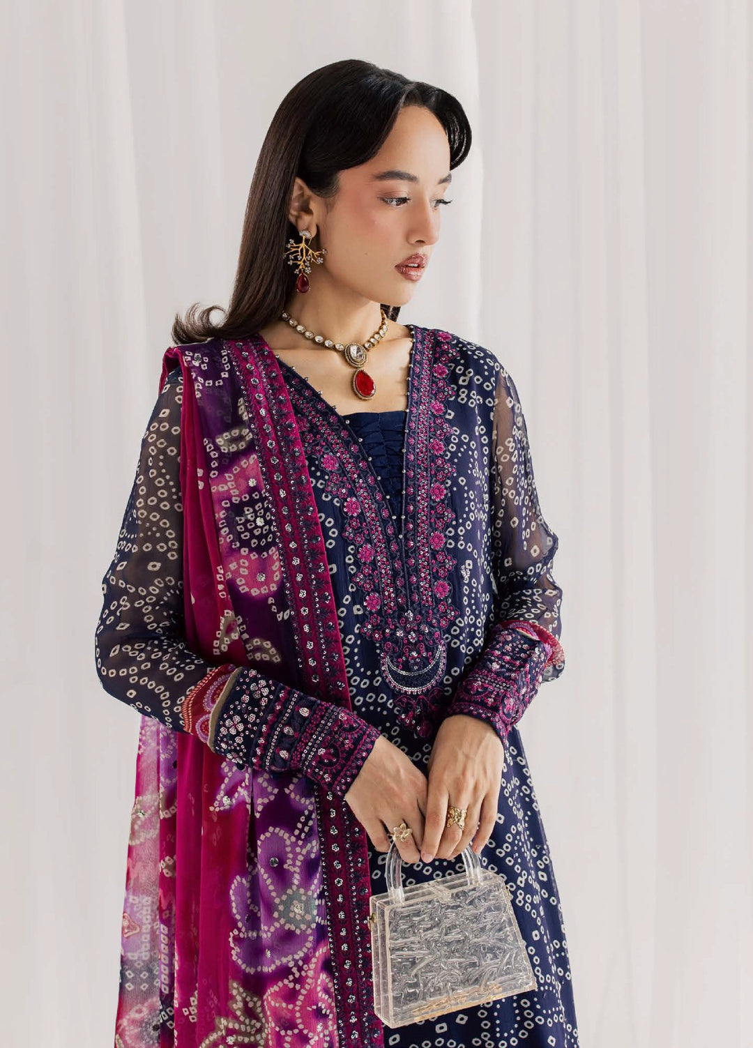 Nureh Women RTW Embroidered Chiffon 3 Piece Suit NU26RF NP-819 - Festive Collection