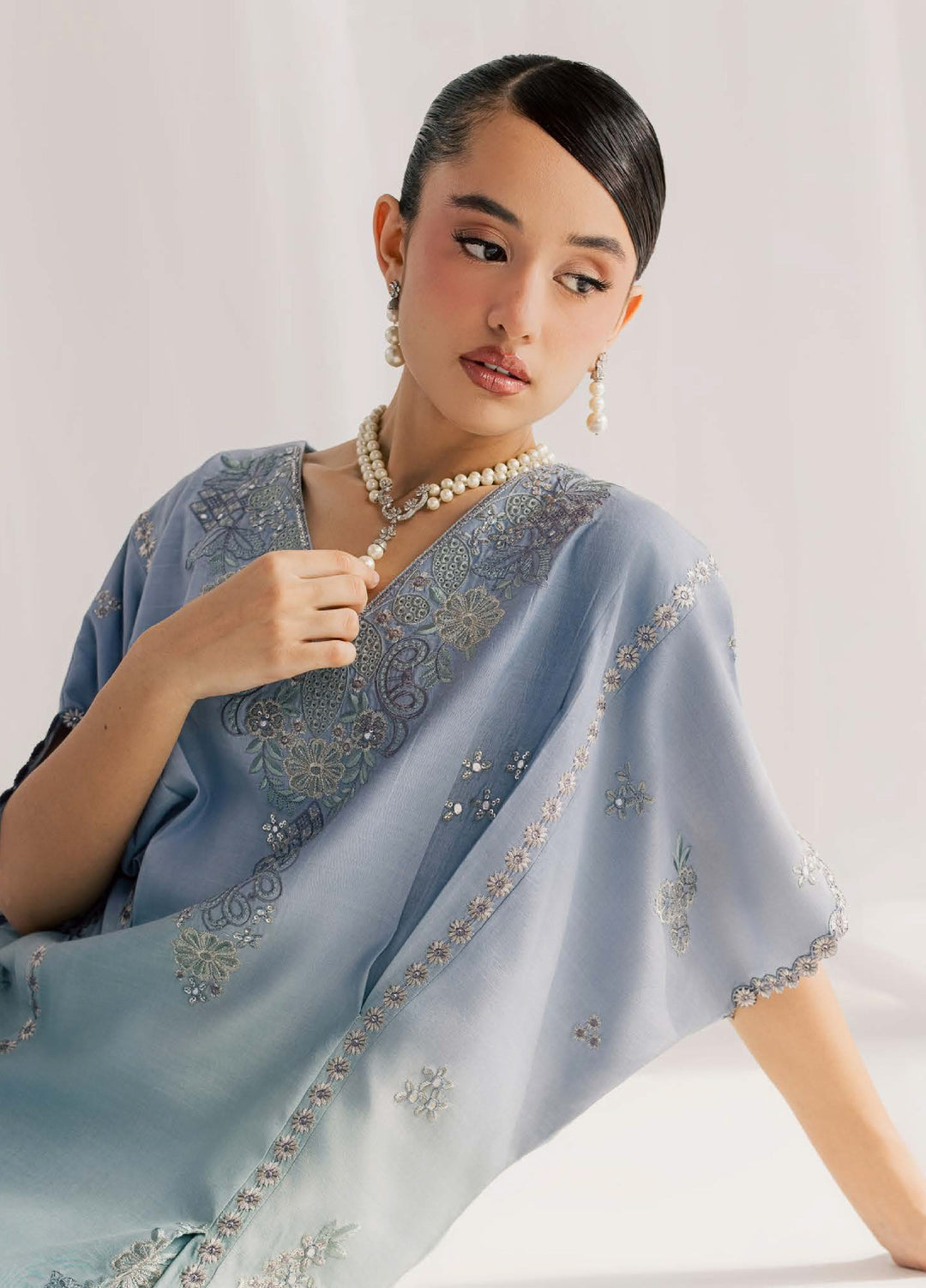 Nureh Women RTW Embroidered Raw Silk Kaftaan NU26RF NP-818 - Festive Collection