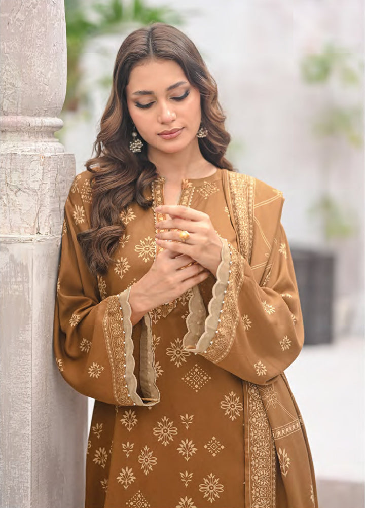 Lakhany Printed Pashmina Suits Unstitched 3 Piece LSM25LP LG-RL-0346-B - Winter Collection