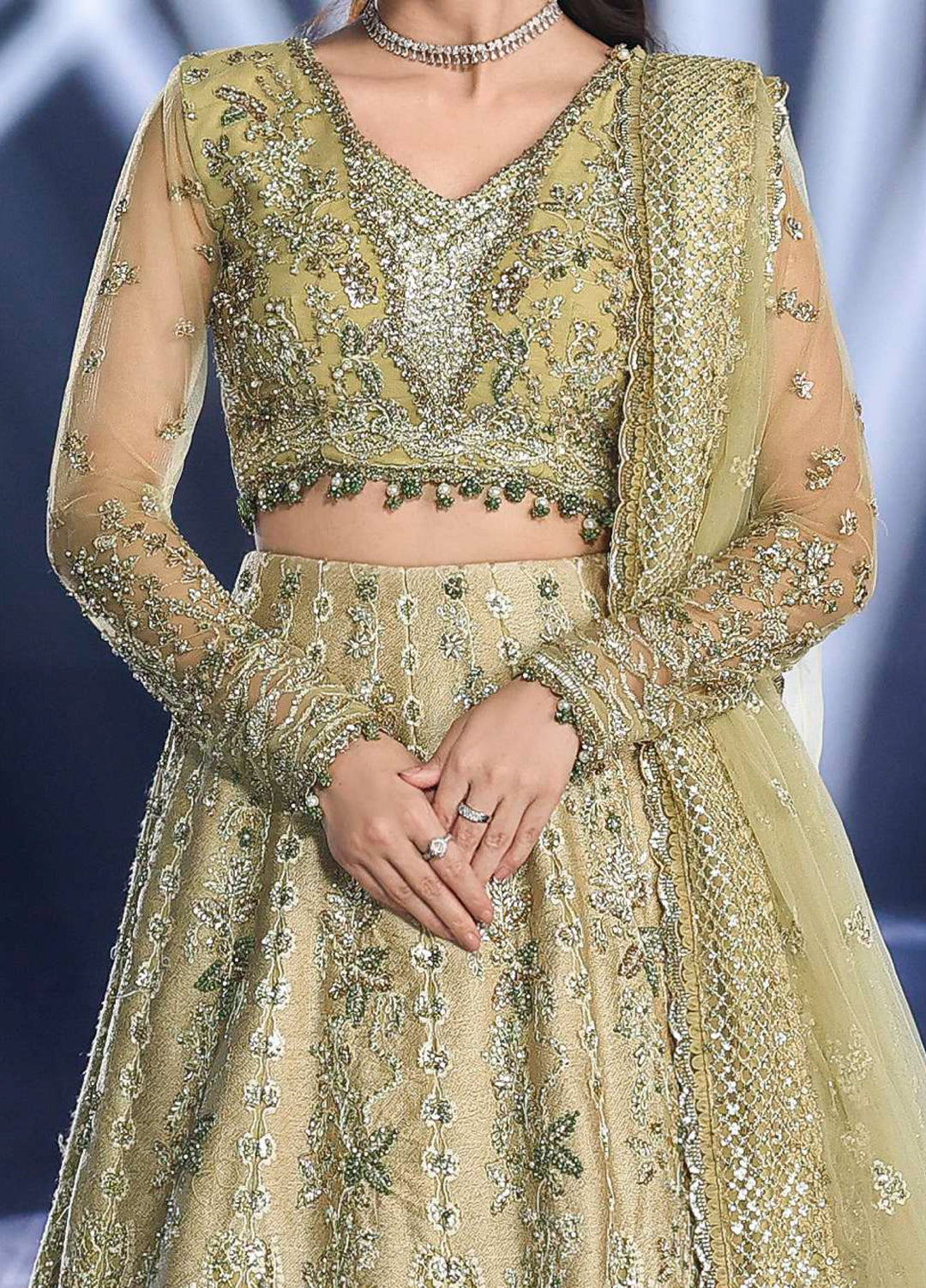 Stardom by Elaf Unstitched Luxury Formals Embroidered Net 3 Piece Suits  EL25SF D-ESH-07 Mint Majesty - Formal Collection