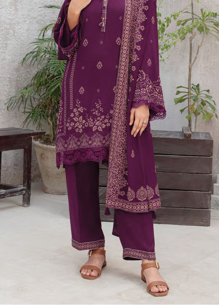 Lakhany Printed Pashmina Suits Unstitched 3 Piece LSM25LP LG-UB-0259-C - Winter Collection