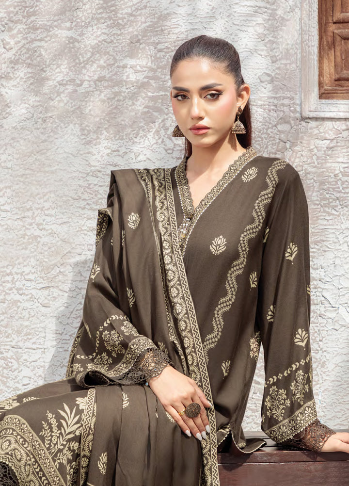 Lakhany Printed Pashmina Suits Unstitched 3 Piece LSM25LP LG-SG-0039-B - Winter Collection