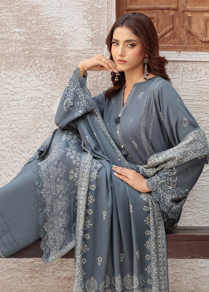 Lakhany Printed Pashmina Suits Unstitched 3 Piece LSM25LP LG-UB-0259-B - Winter Collection