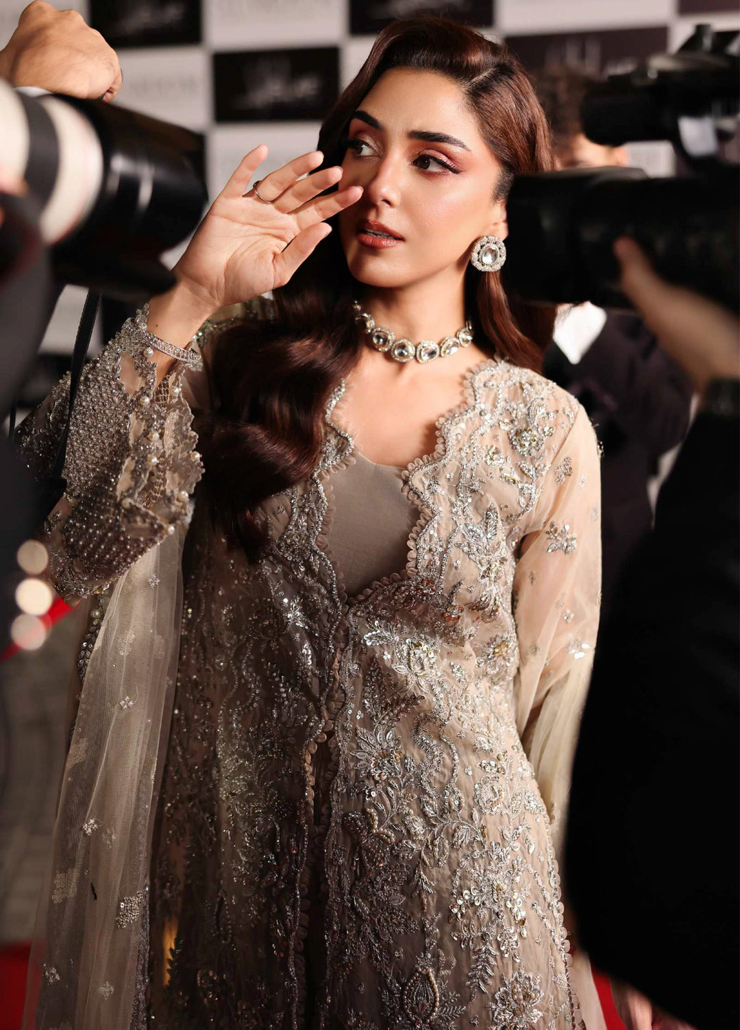 Stardom by Elaf Unstitched Luxury Formals Embroidered Organza 3 Piece Suits  EL25SF D-ESH-08 Star Dust - Formal Collection