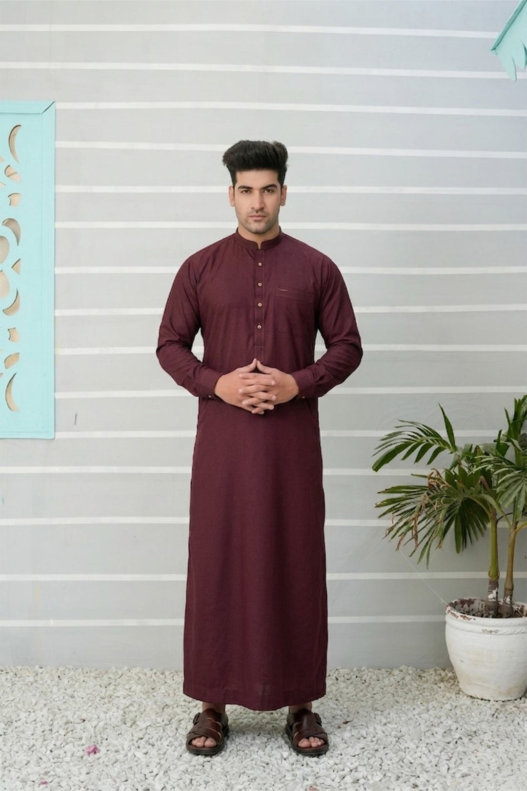 Royal Arabic Jubba by Edge Republic Mens RTW Solids Cotton Viscose 2 Piece Suit JB 018 Festive Collection