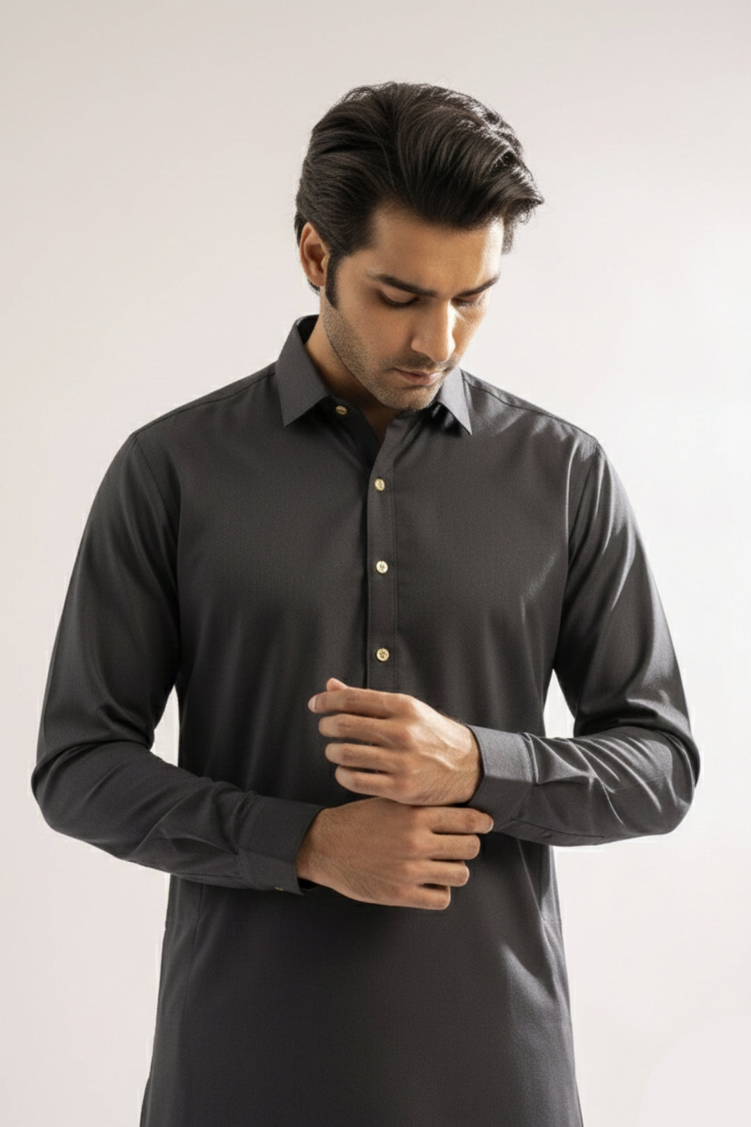 Edge Republic Mens RTW Shalwar Kameez Wash N wear Black Premium  - Festive Collection