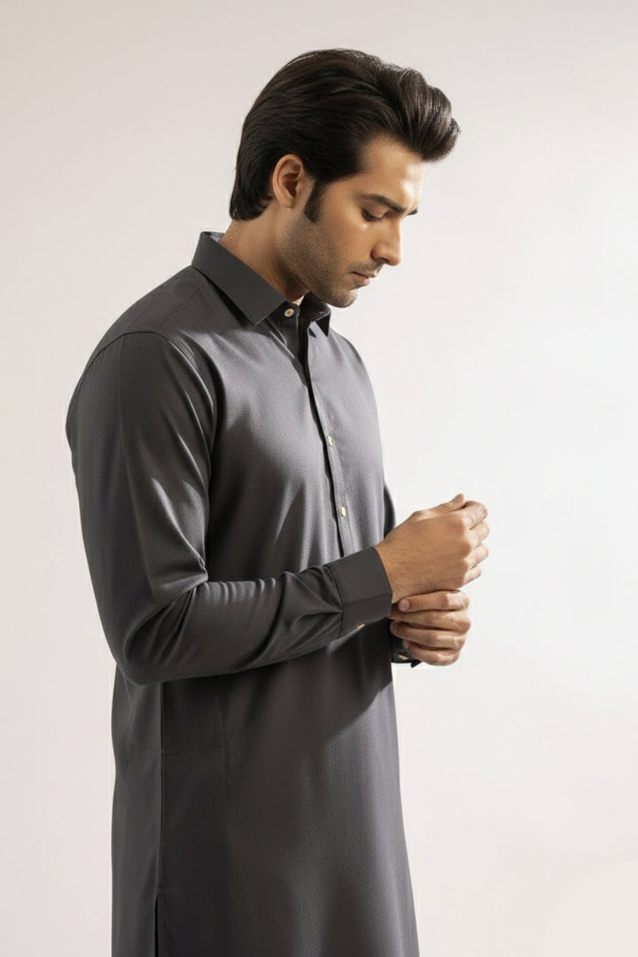 Edge Republic Mens RTW Shalwar Kameez Wash N wear Black Premium  - Festive Collection