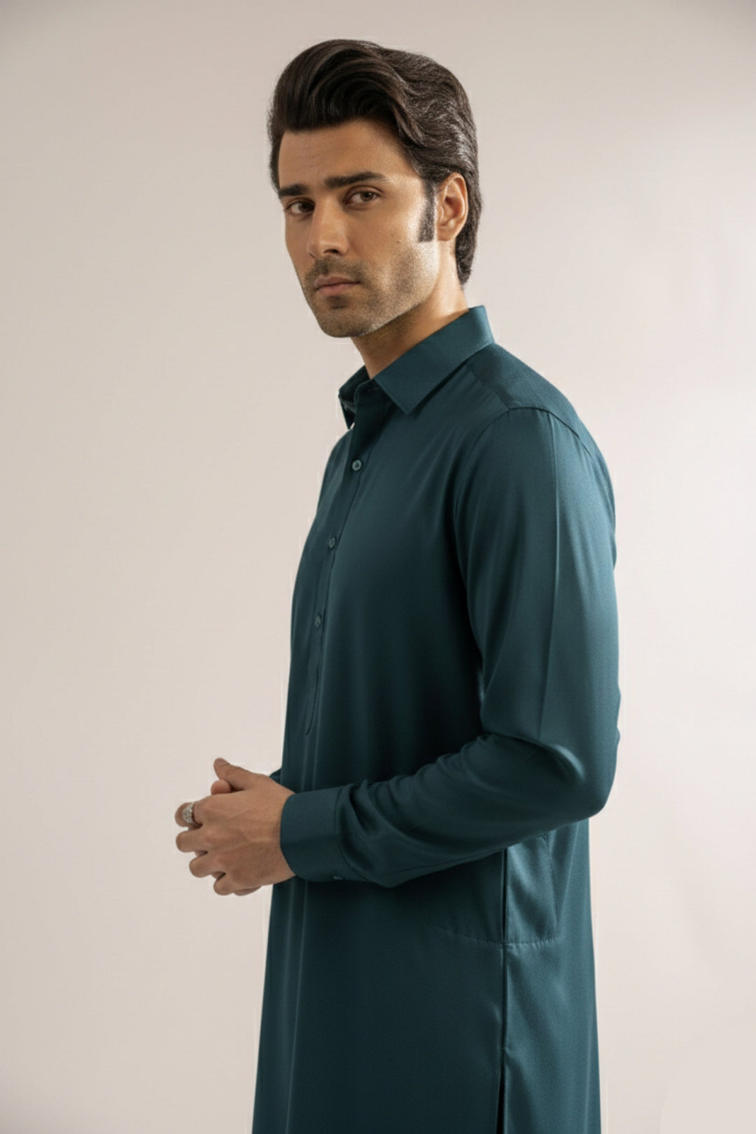 Edge Republic Mens RTW Shalwar Kameez Wash N wear Emerald Green Premium  - Festive Collection