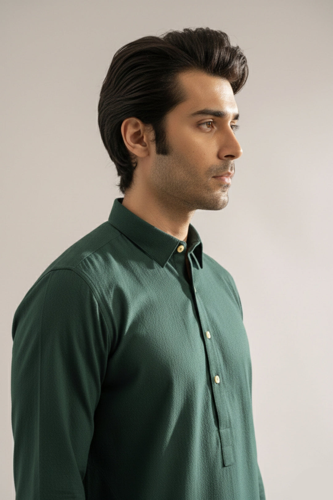 Edge Republic Mens RTW Shalwar Kameez Wash N wear Dark Green Premium  - Festive Collection