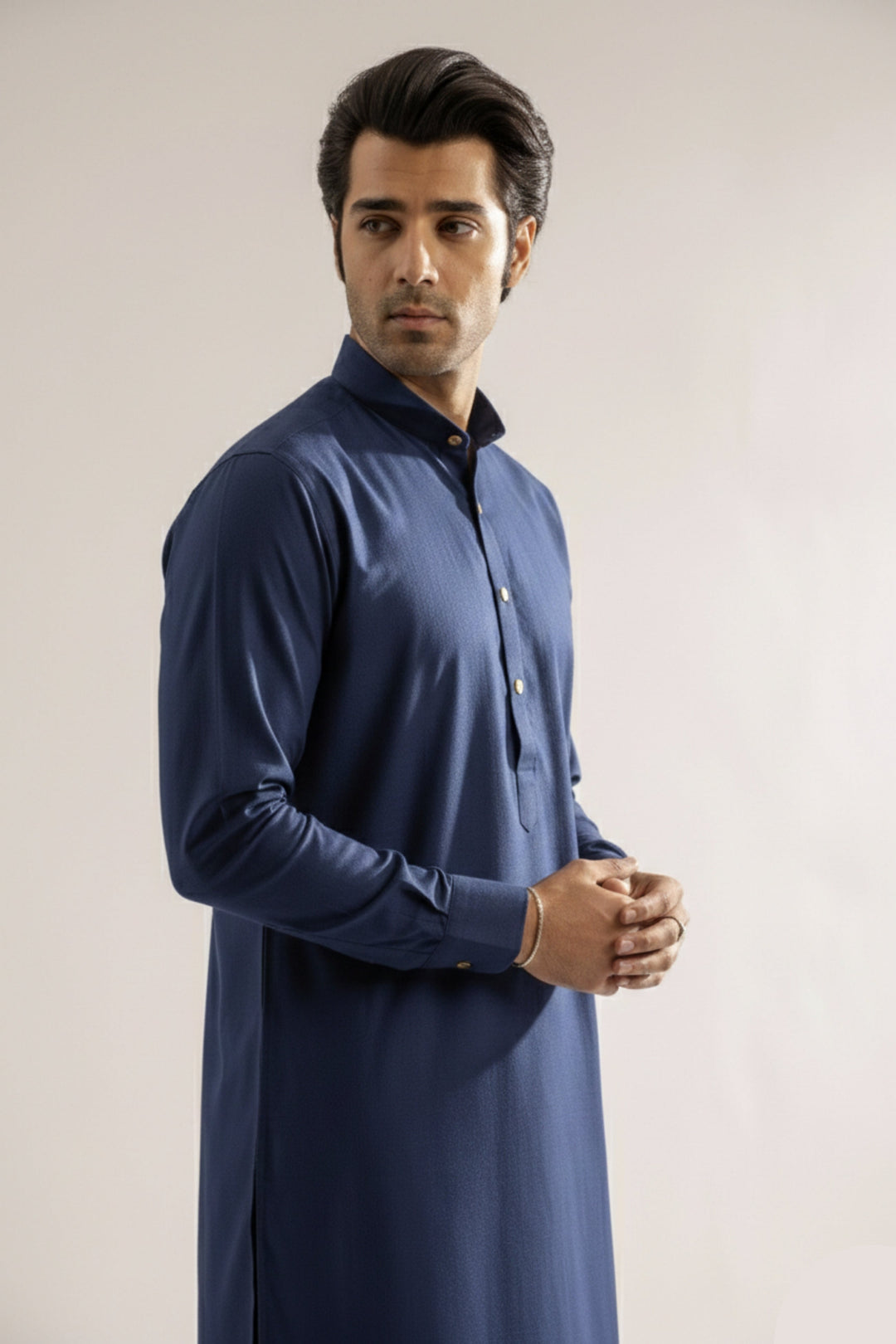 Edge Republic Mens RTW Shalwar Kameez Wash N wear Blue Premium  - Festive Collection
