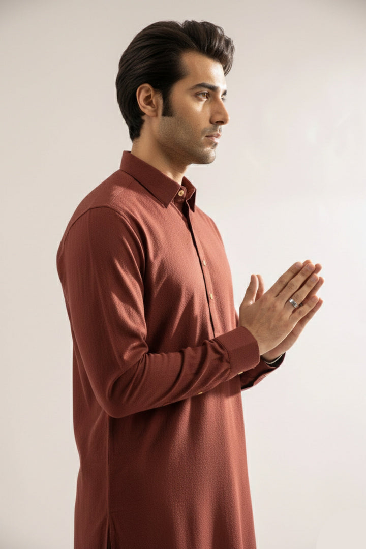 Edge Republic Mens RTW Shalwar Kameez Wash N wear Bronze Premium  - Festive Collection