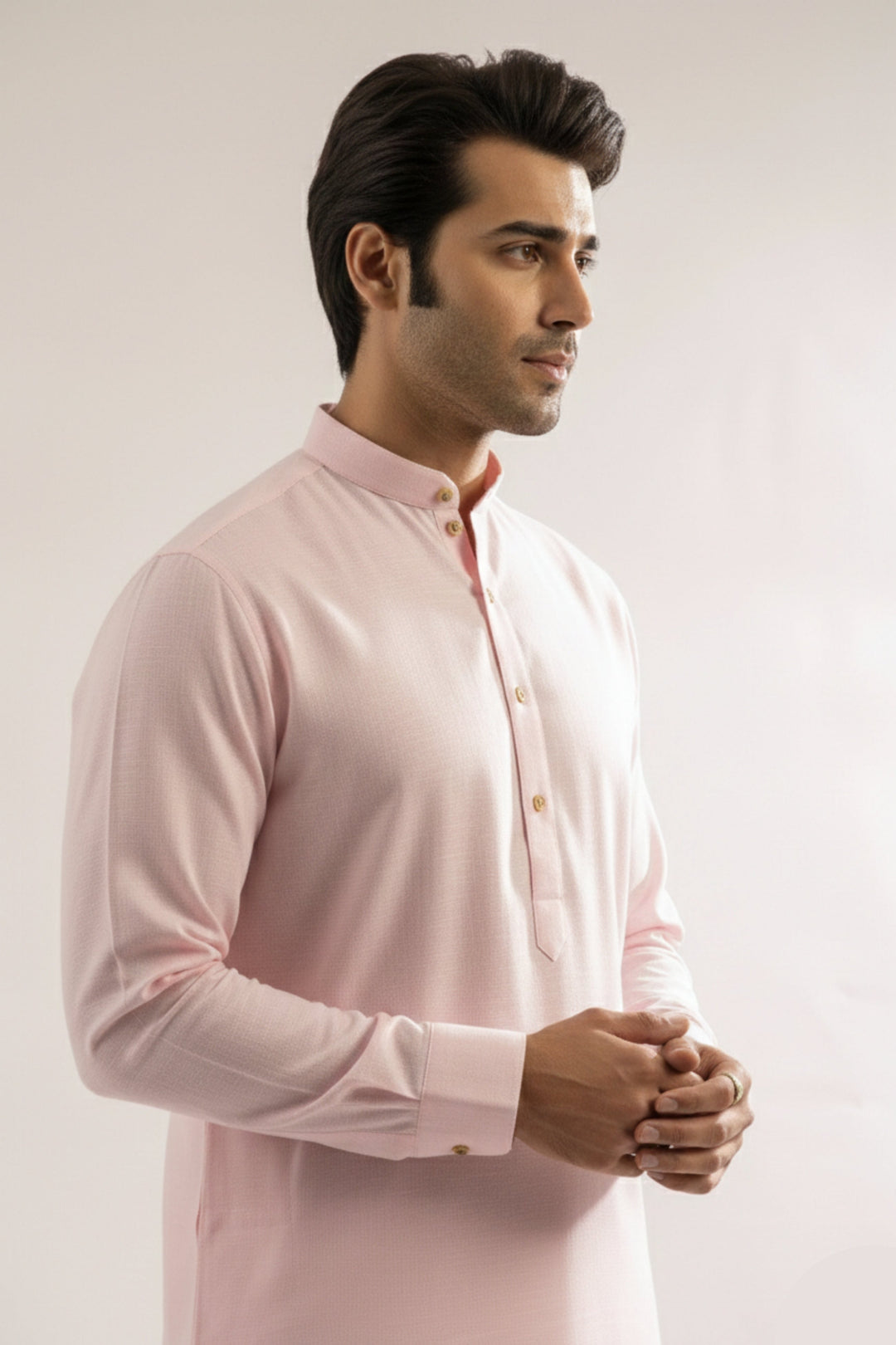 Edge Republic Mens RTW Shalwar Kameez Wash N wear Baby Pink Premium  - Festive Collection