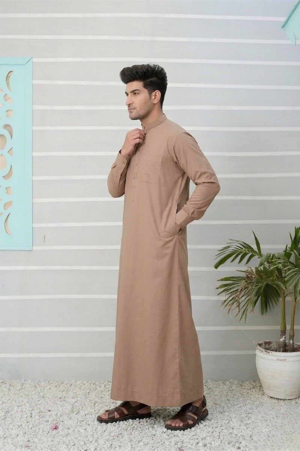 Royal Arabic Jubba by Edge Republic Mens RTW Solids Cotton Viscose 2 Piece Suit JB 030 Festive Collection