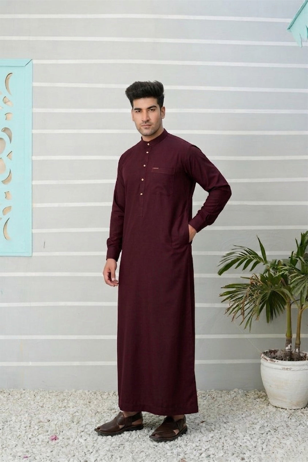 Royal Arabic Jubba by Edge Republic Mens RTW Solids Cotton Viscose 2 Piece Suit JB 023 Festive Collection
