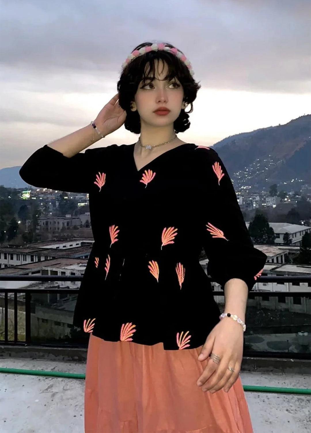 Urban Cut RTW Embroidered Cotton 1 Piece Black Shirt 2 Casual Collection
