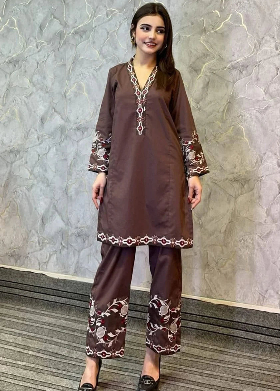 Urban Cut RTW Embroidered Cotton Co-Ord Sets Suit C-46 - Casual Collection