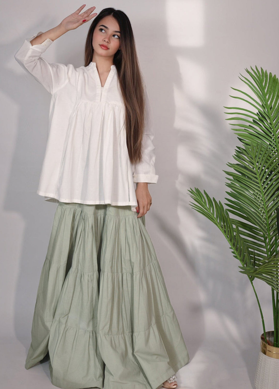 Urban Cut RTW Solids Cotton 1 Piece Green Maxi Casual Collection