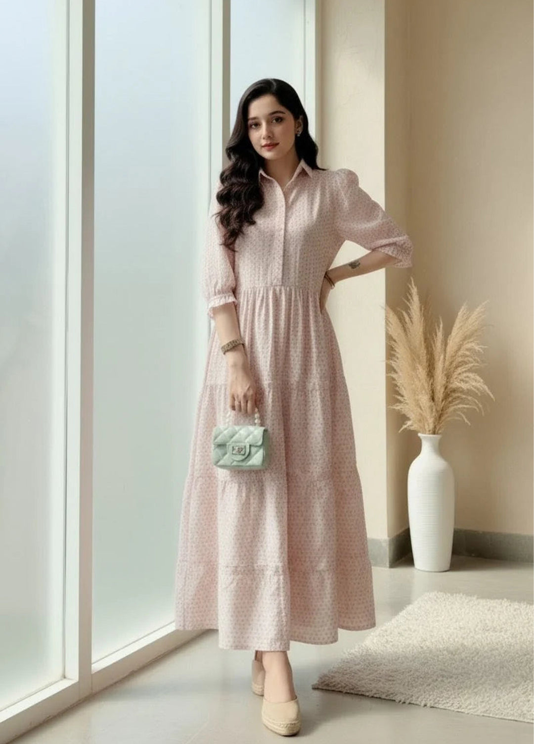 Urban Cut RTW Solids Cotton 1 Piece Light Pink Maxi Casual Collection