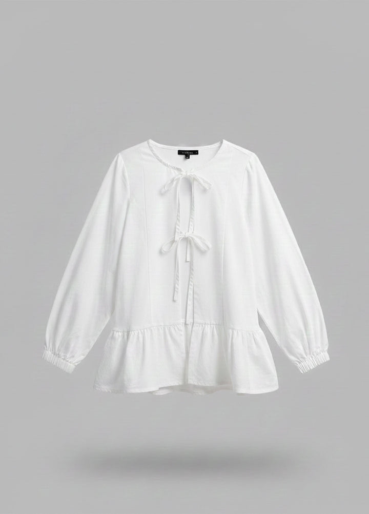Urban Cut RTW Solids Cotton 1 Piece White Peplum Shirt Casual Collection