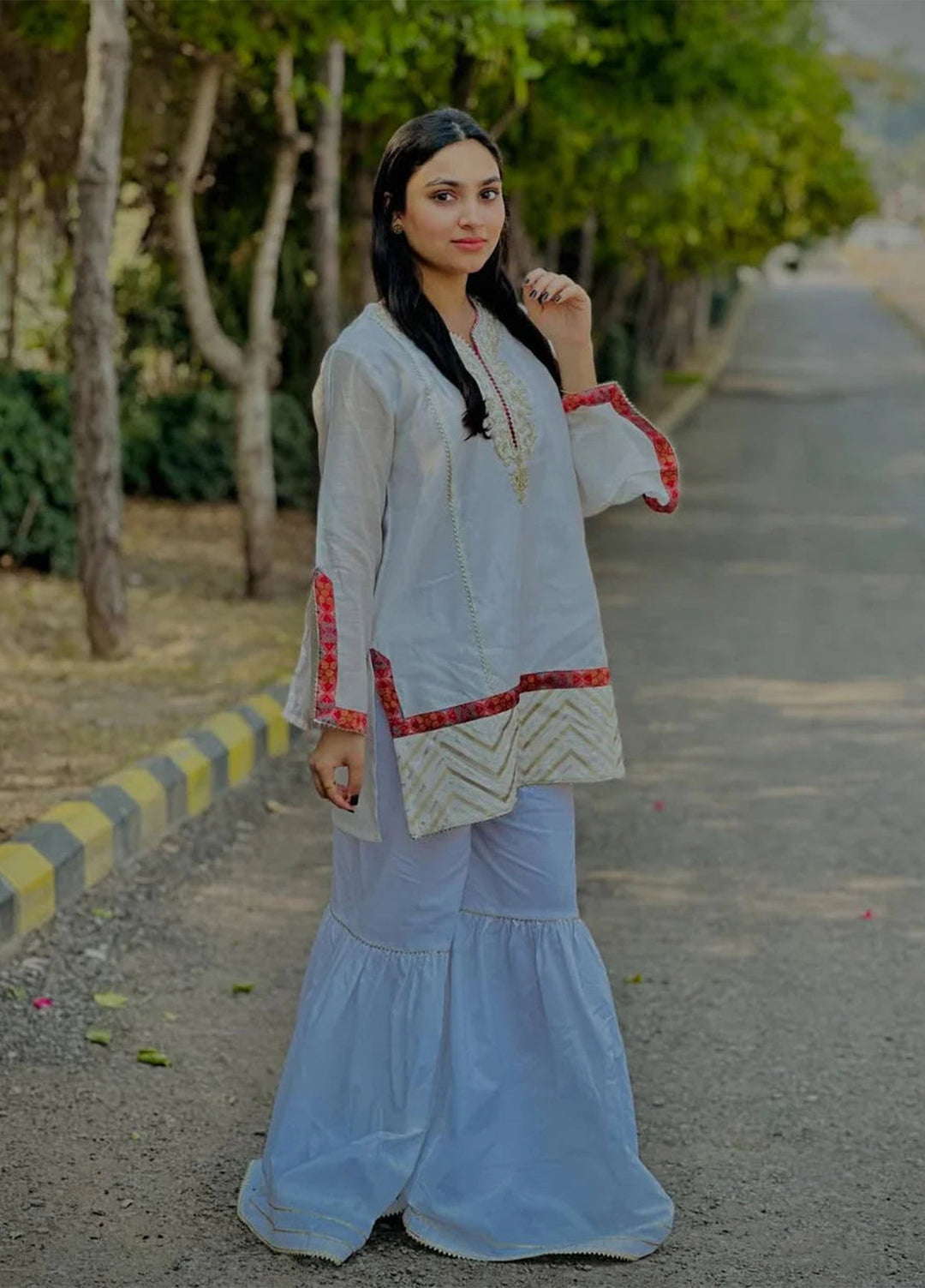 Urban Cut RTW Solids Cotton 1 Piece White Sharara Pants Casual Collection