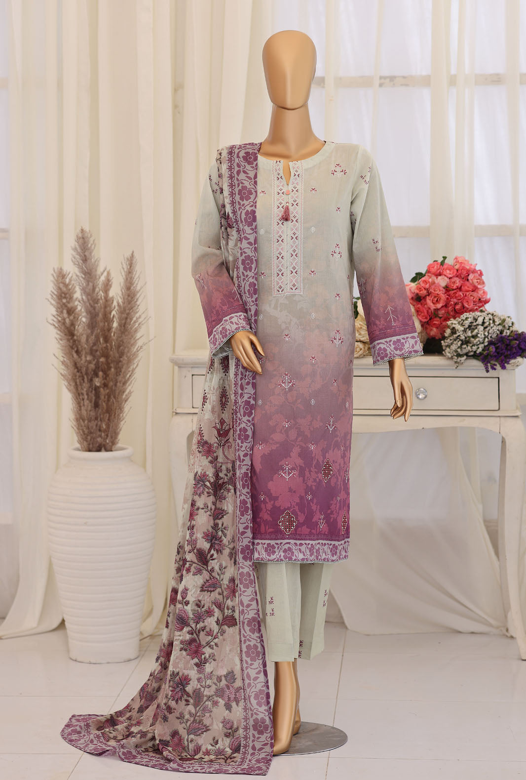 Virsa by HZ Textiles Unstitched Embroidered Lawn 3 Piece Suit VEC-1168 - Casual Collection