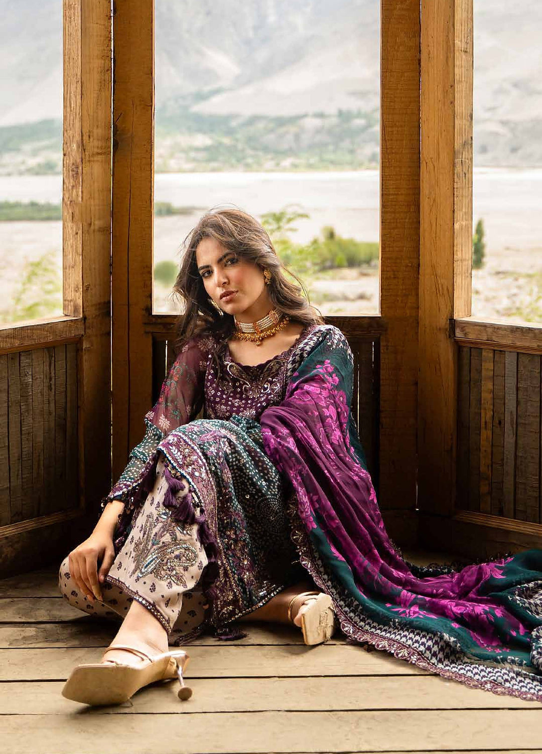 Vasal by Charizma Unstitched Embroidered Chiffon 3 Piece Suit CHR26UVC VSLW6-12 - Festive Collection