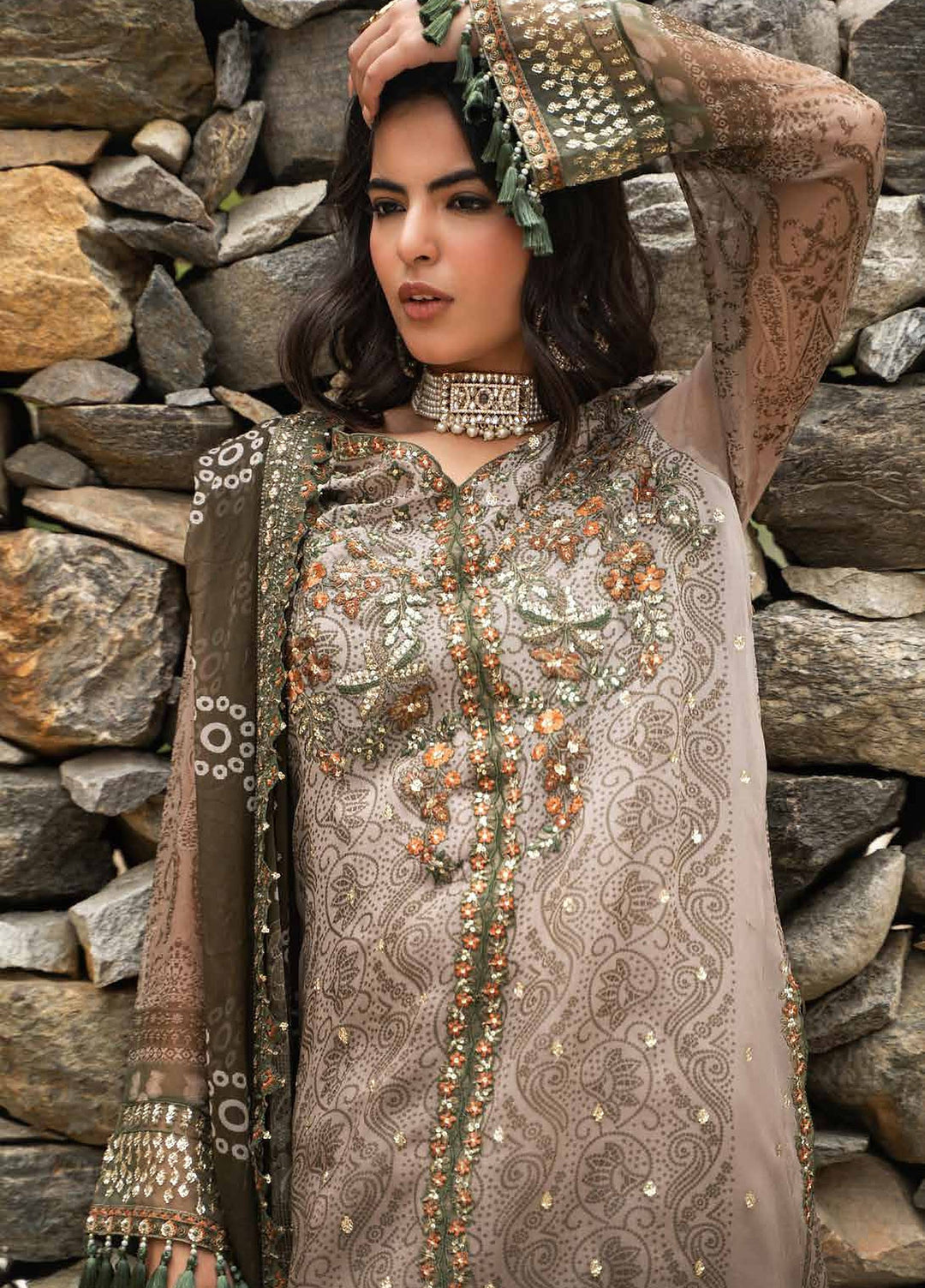 Vasal by Charizma Unstitched Embroidered Chiffon 3 Piece Suit CHR26UVC VSLW6-13 - Festive Collection