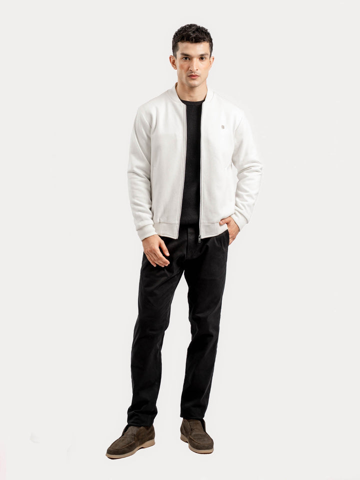 Vanilla Knitted Bomber Jacket