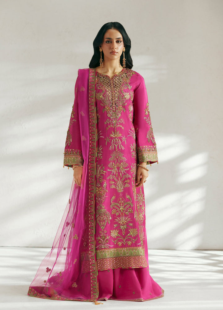 Vera Unstitched Embroidered Silk 3 Piece Suit VR26UWF Ada Magenta Shirt - Wedding Collection