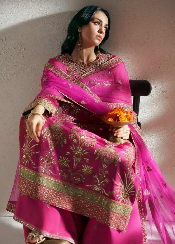 Vera Unstitched Embroidered Silk 3 Piece Suit VR26UWF Ada Magenta Shirt - Wedding Collection