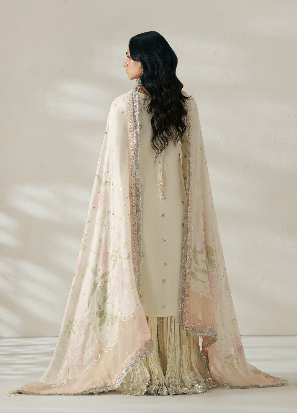 Vera Unstitched Embroidered Silk 3 Piece Suit VR26UWF Chand Ivory - Wedding Collection