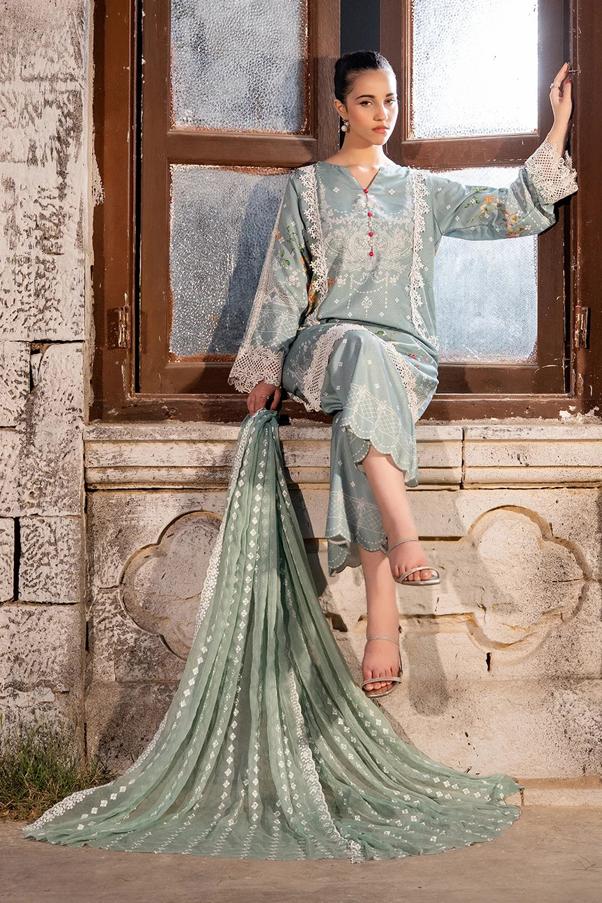 Dhaga Women Pret Embroidered Herringbone 3 Piece Suit Veridian FW25DSE704 - Winter Collection