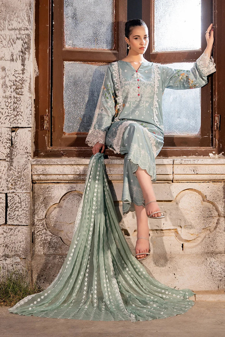 Dhaga Women Pret Embroidered Herringbone 3 Piece Suit Veridian FW25DSE704 - Winter Collection