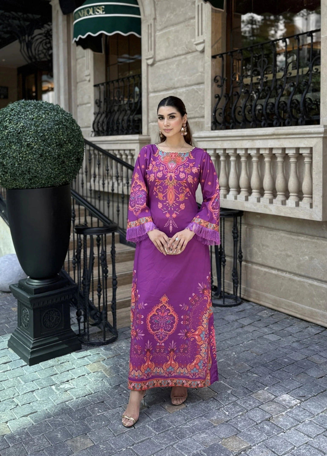 Mataish Women RTW Printed Crepe 1 Piece Suit Violet Mirage - Festive Collection
