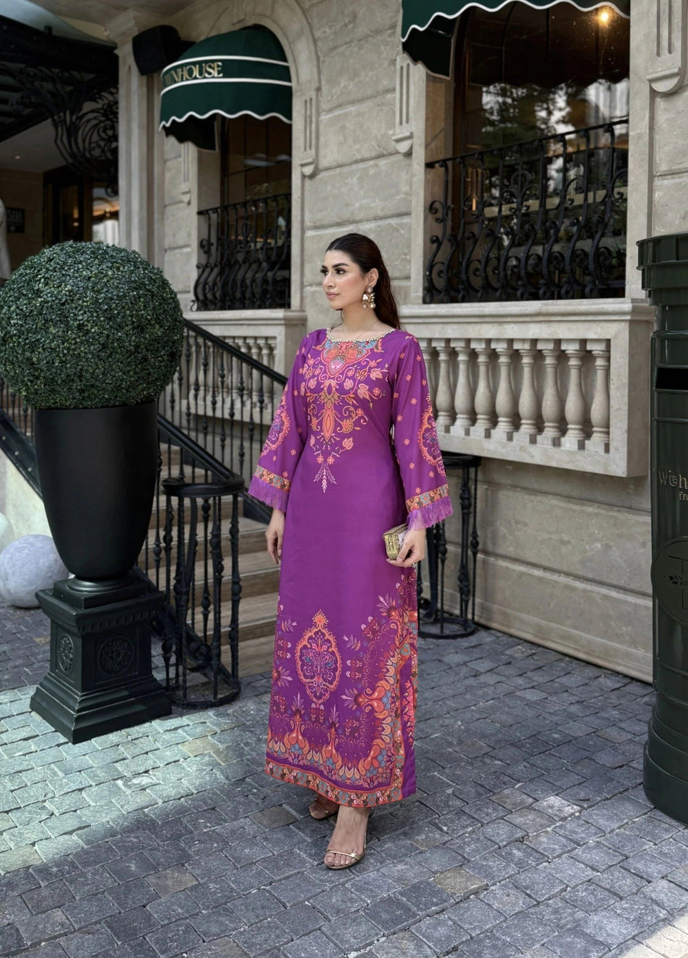 Mataish Women RTW Printed Crepe 1 Piece Suit Violet Mirage - Festive Collection