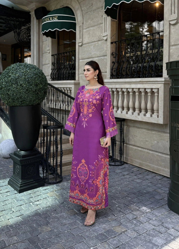 Mataish Women RTW Printed Crepe 1 Piece Suit Violet Mirage - Festive Collection