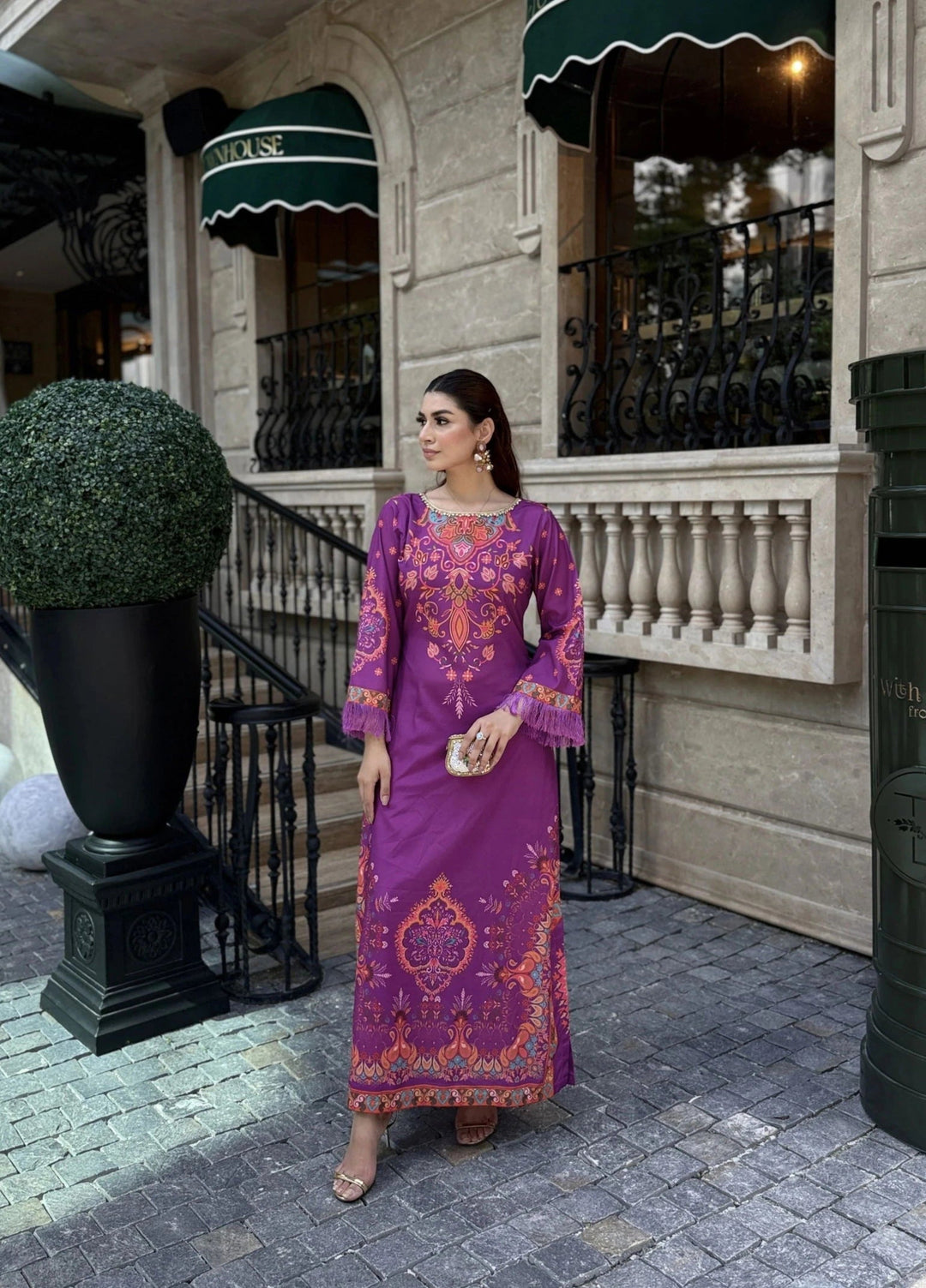 Mataish Women RTW Printed Crepe 1 Piece Suit Violet Mirage - Festive Collection