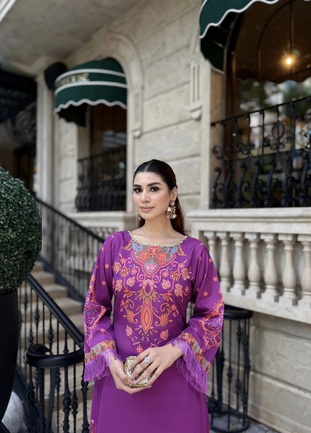 Mataish Women RTW Printed Crepe 1 Piece Suit Violet Mirage - Festive Collection