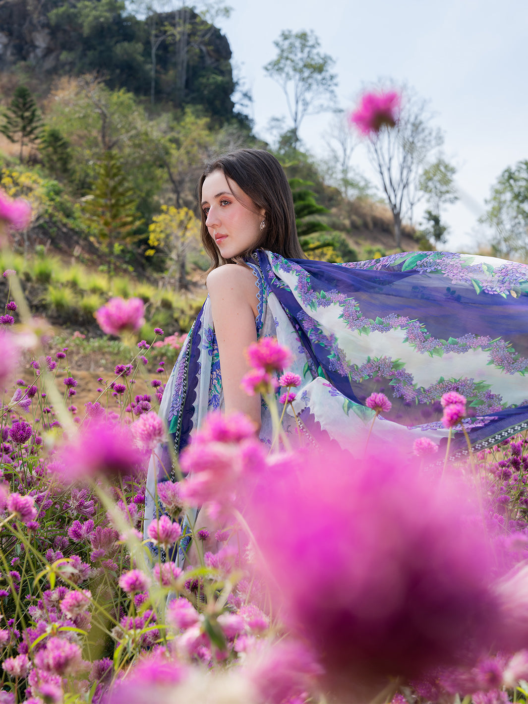 The Scent Of Summers by Yards Unstitched Embroidered Lawn 3 Piece Suit Violet Dewdrop Casual Collection