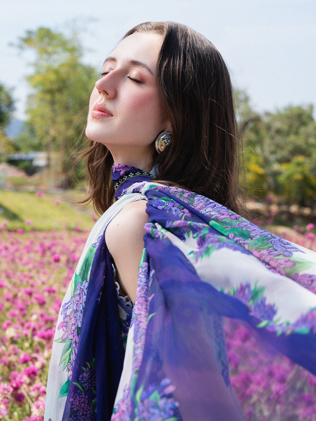 The Scent Of Summers by Yards Unstitched Embroidered Lawn 3 Piece Suit Violet Dewdrop Casual Collection