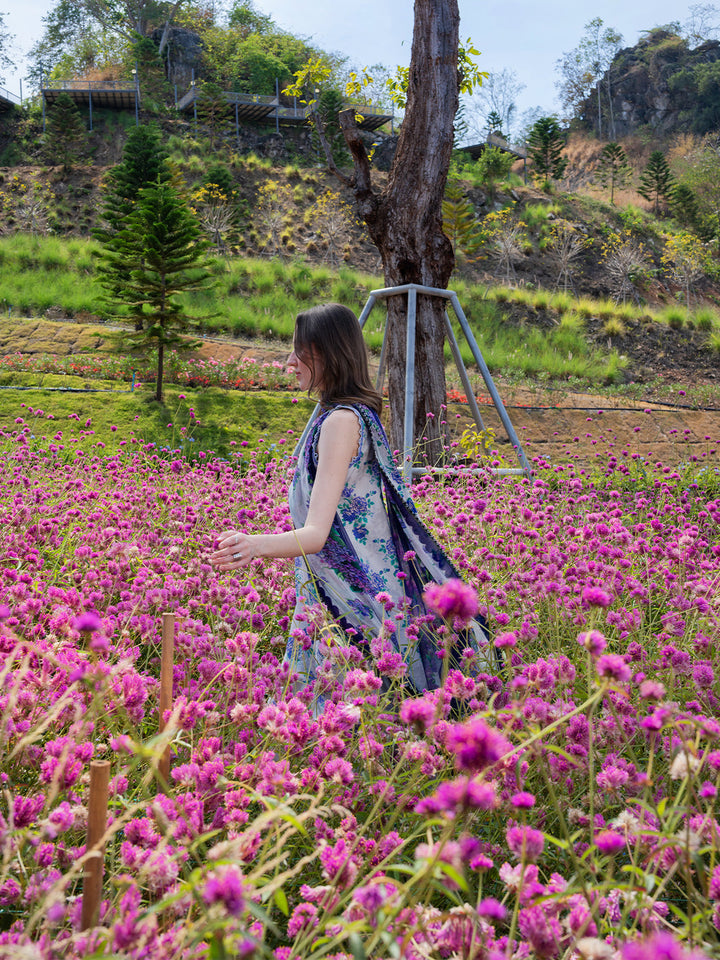 The Scent Of Summers by Yards Unstitched Embroidered Lawn 3 Piece Suit Violet Dewdrop Casual Collection