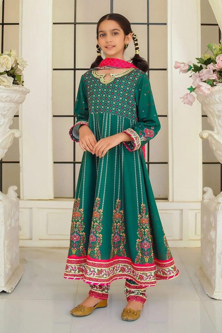 Ochre Girls Pret Printed Swiss Lawn 3 Piece Suit CORF-01 - Summer Collection