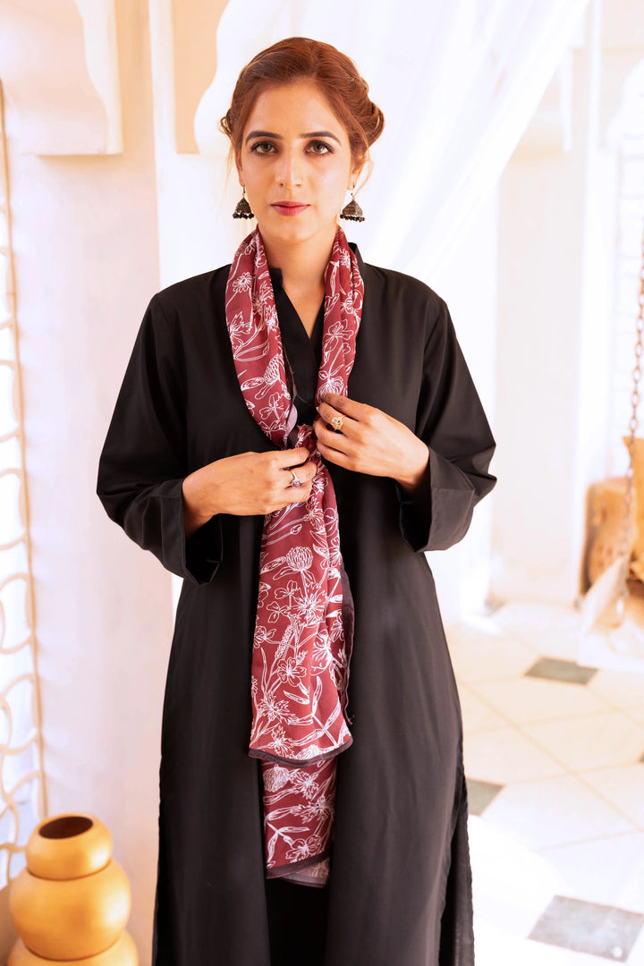 Dhaga Women Scarve Printed Crinkle Silk 1 Piece Mahogany - Summer Collection