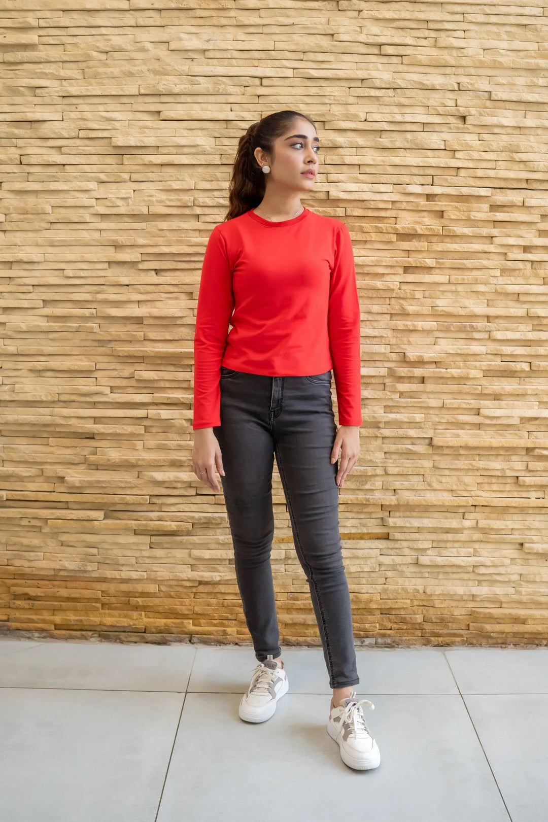 Dhaga Women Western Solids T- Shirt jersy Basic Red DT10002 - Summer Collection