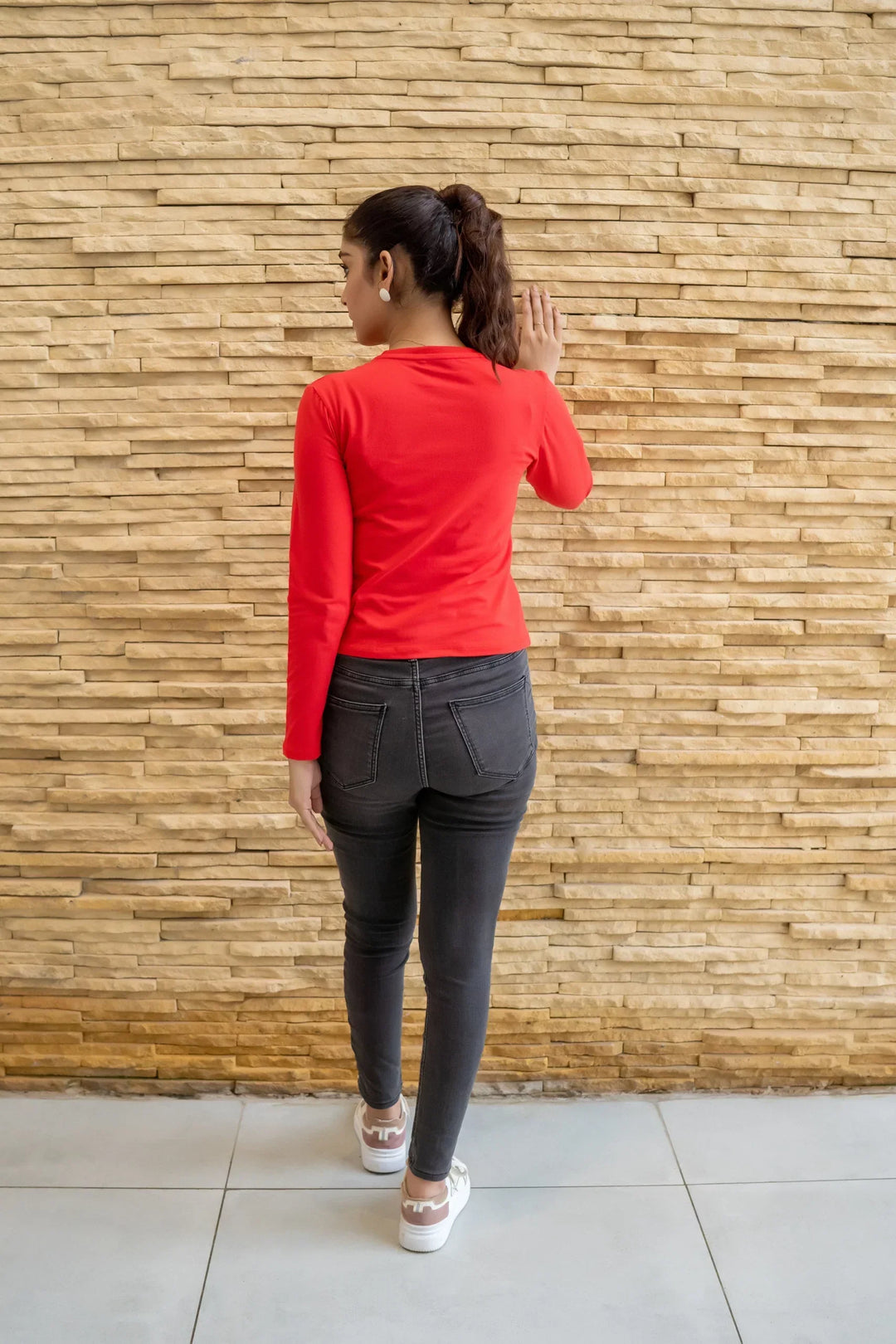 Dhaga Women Western Solids T- Shirt jersy Basic Red DT10002 - Summer Collection