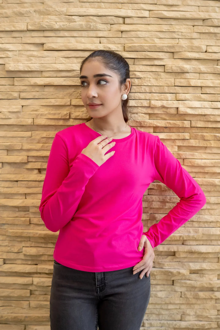 Dhaga Women Western Solids T- Shirt jersy Pink plain DT10002 - Summer Collection