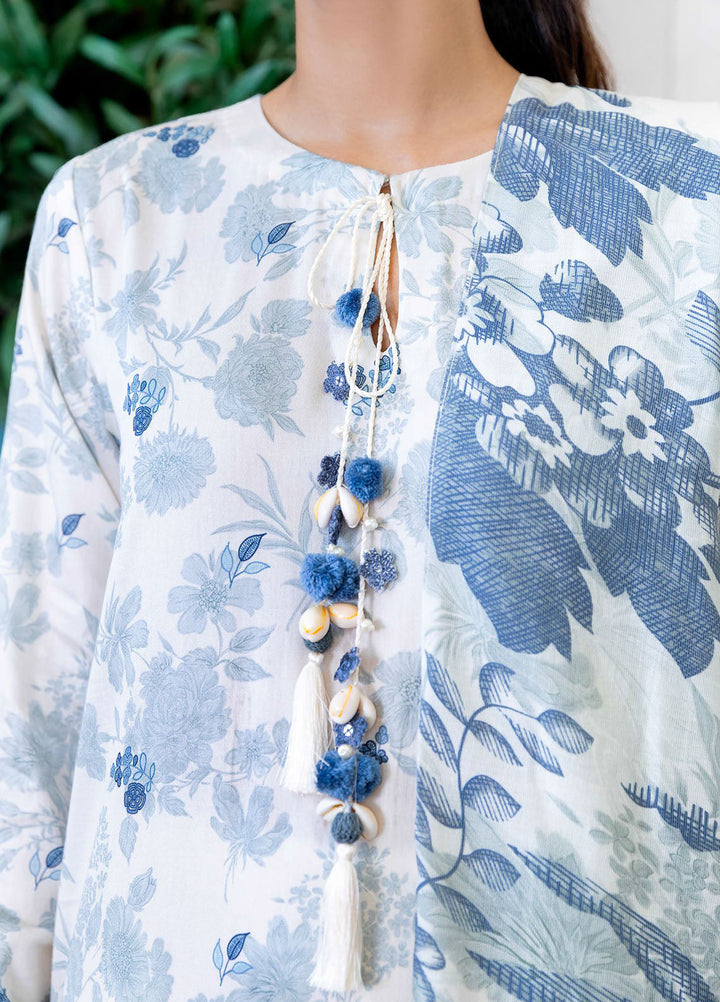 Cross Stitch Embroidered Cotton Satin Suits Unstitched 3 Piece CS25SU Whimsical Teal - Winter Collection