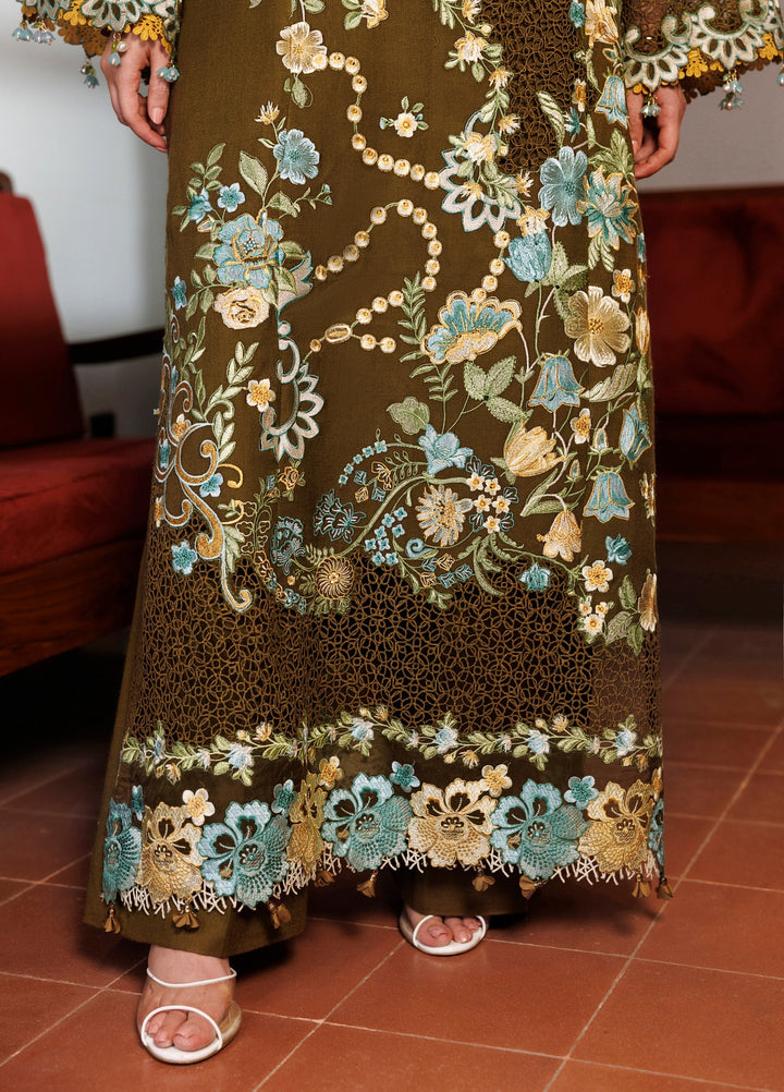 Plush Luxury by Asifa and Nabeel Unstitched Embroidered Pashmina 3 Piece Suit Hazel Hue WLXU-02 - Festive Collection